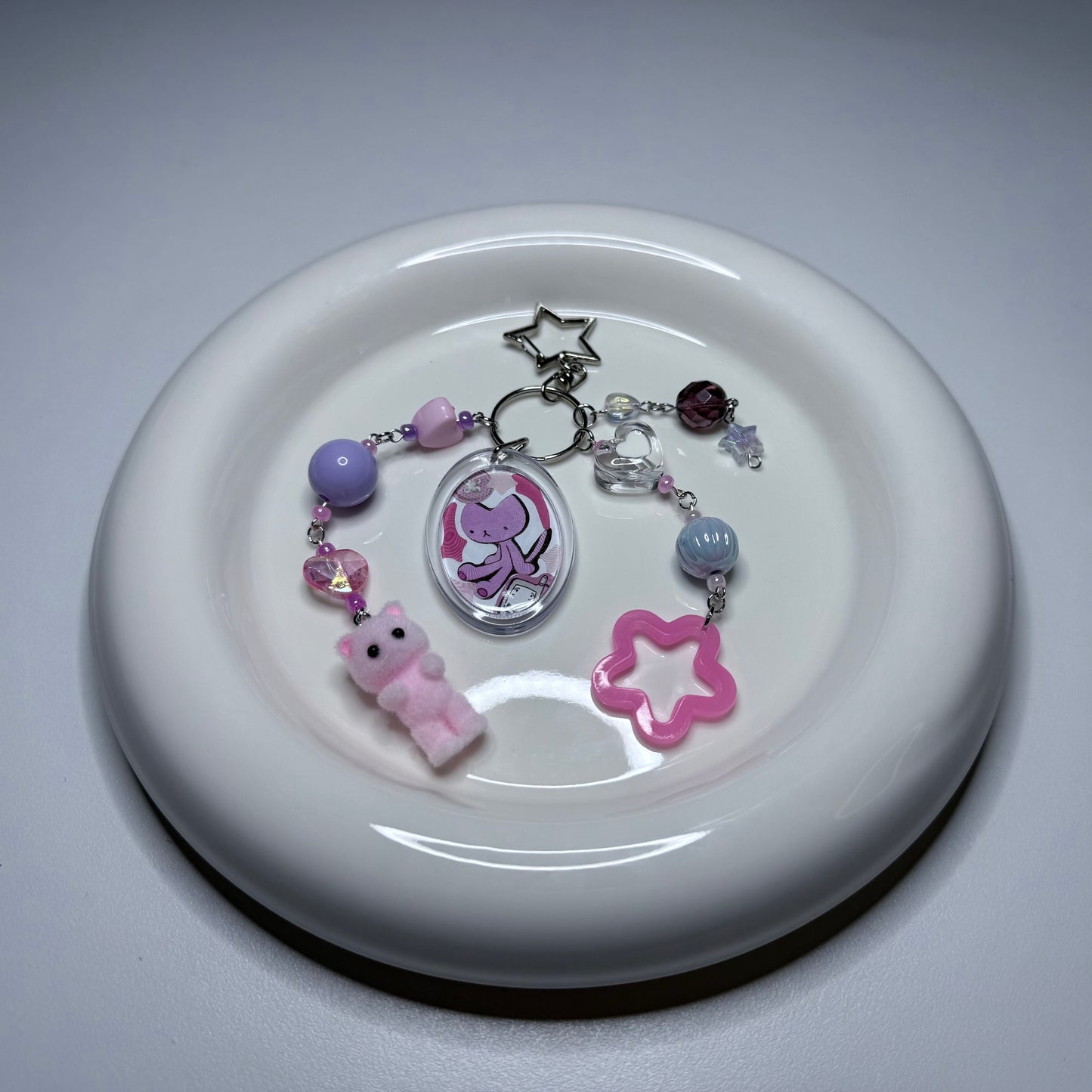 DOUBLE SIDED STICKER COLLAGE KEYCHAIN