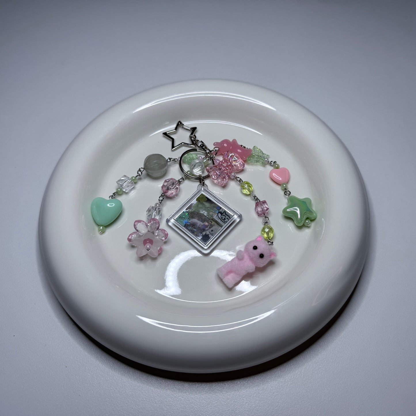 DOUBLE SIDED STICKER COLLAGE KEYCHAIN