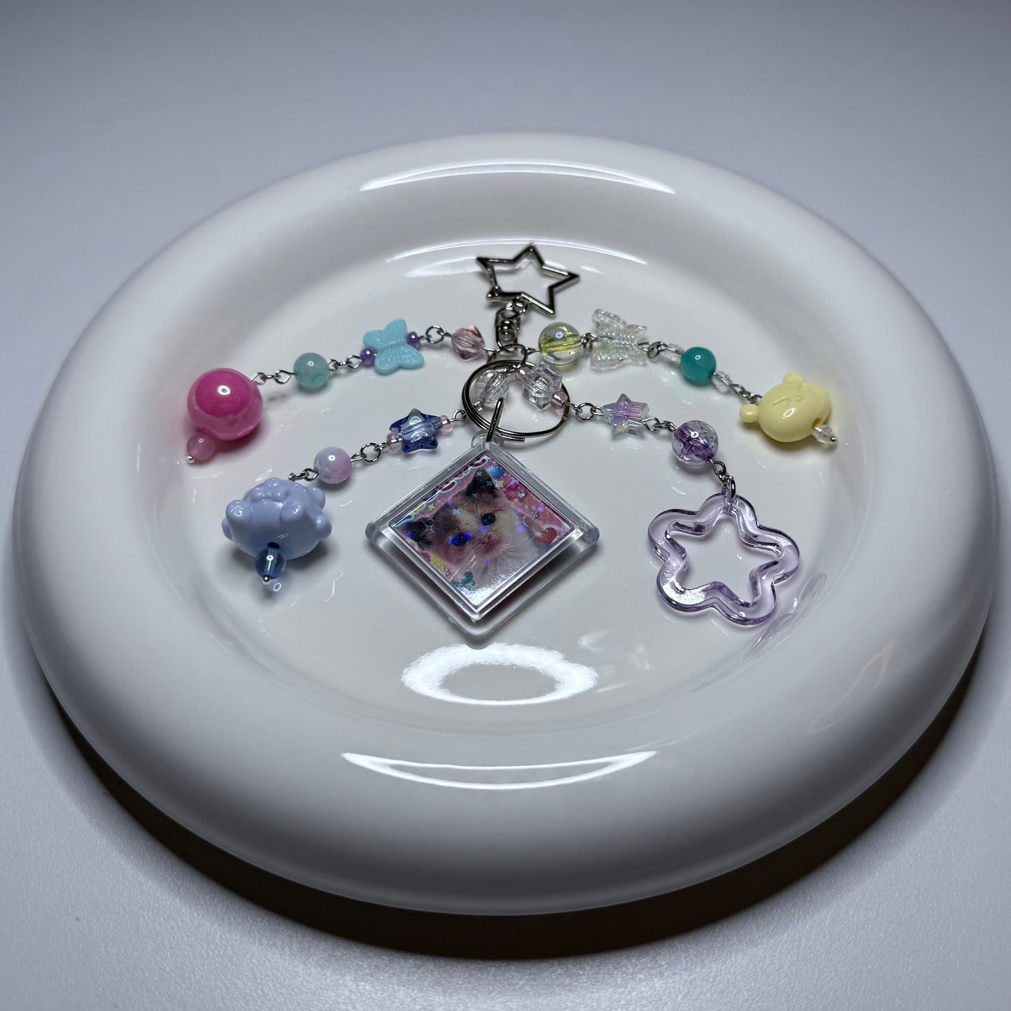 DOUBLE SIDED STICKER COLLAGE KEYCHAIN