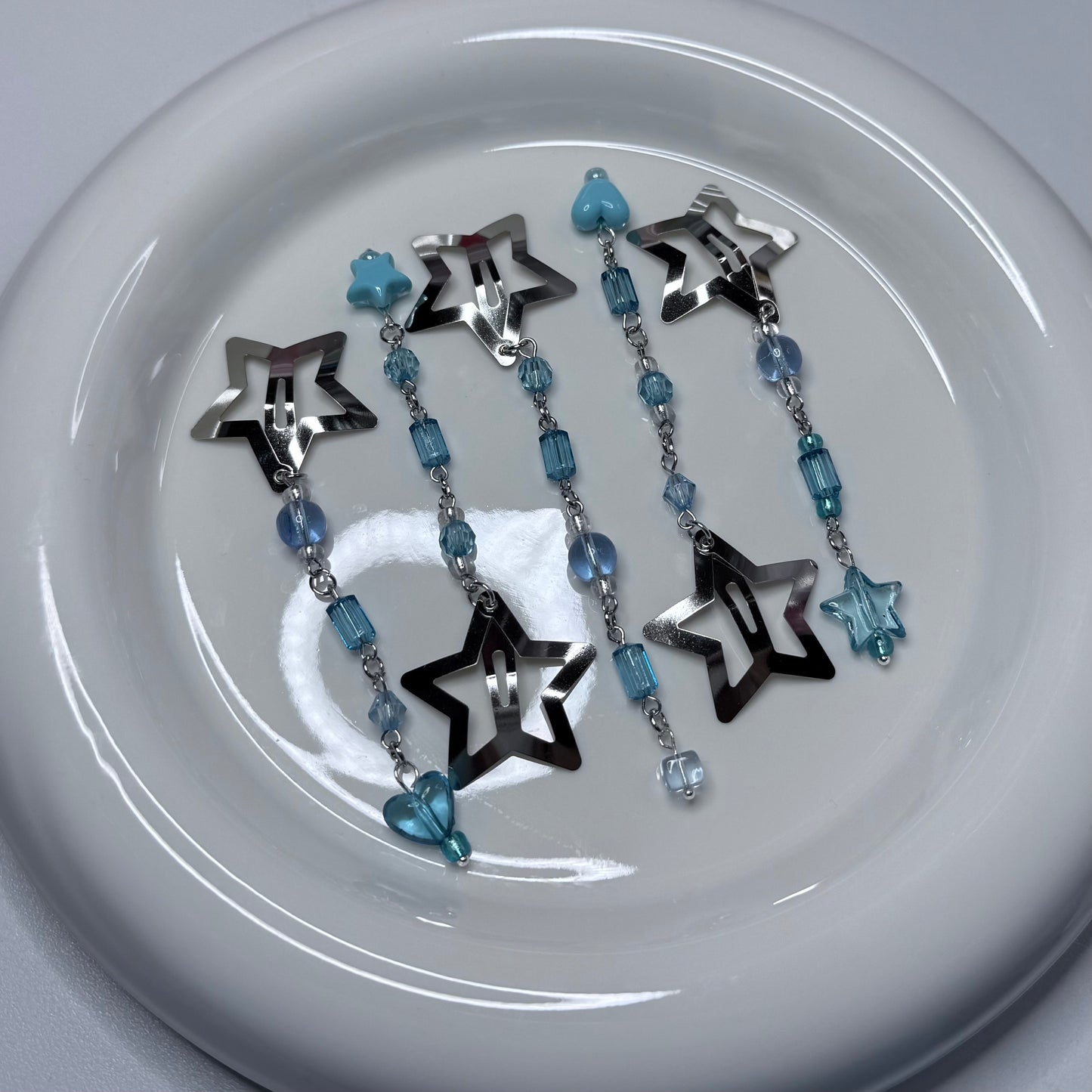 SET OF FIVE BEADED STAR CLIPS