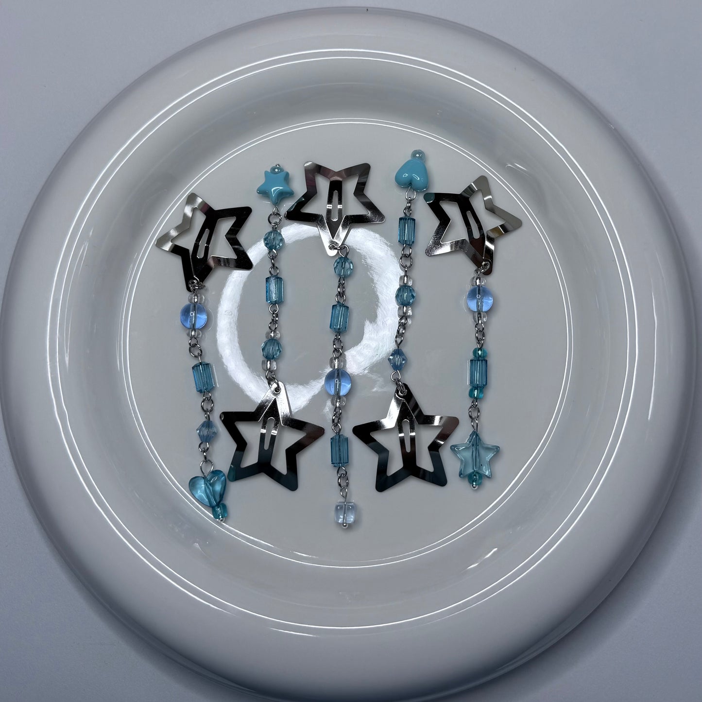 SET OF FIVE BEADED STAR CLIPS
