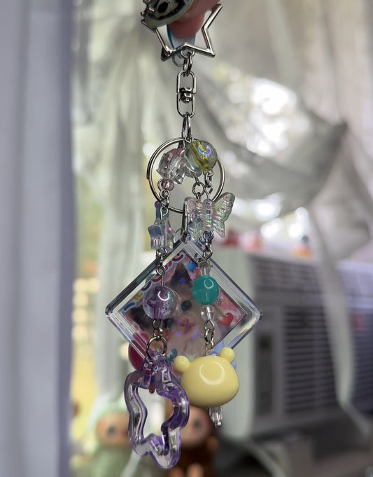 DOUBLE SIDED STICKER COLLAGE KEYCHAIN