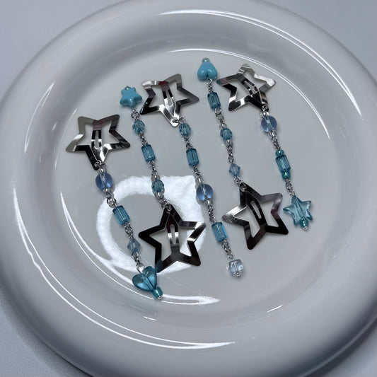 SET OF FIVE BEADED STAR CLIPS
