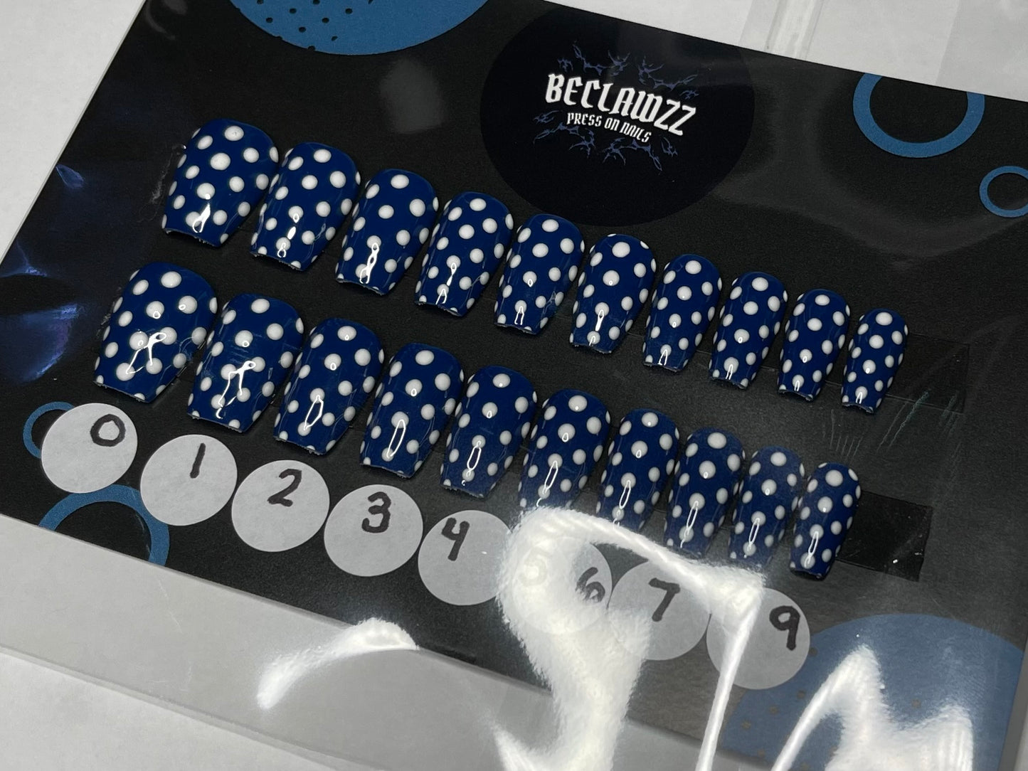 ONE SIZE FITS ALL: NAVY POLKA DOTS